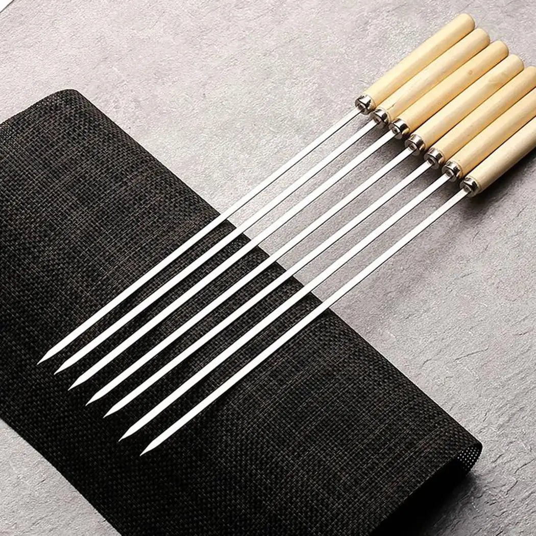 20Pcs Barbecue Skewers Set with Wooden Handles & Stainless Steel