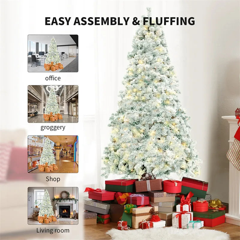 Artificial Christmas Tree | Snow Flocked Fake Christmas Tree with 407 Branch Tips | Xmas Tree for Home & Office, Foldable Base