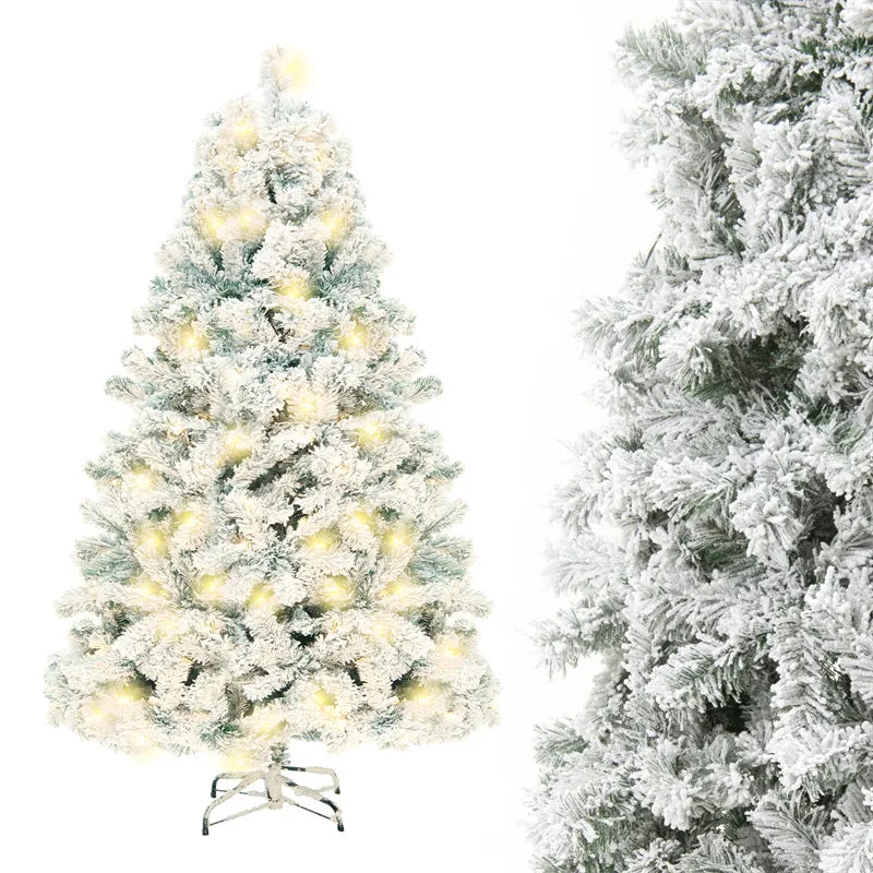 Artificial Christmas Tree | Snow Flocked Fake Christmas Tree with 407 Branch Tips | Xmas Tree for Home & Office, Foldable Base