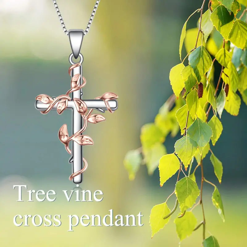 Women Cross Necklace Sterling Silver Birth Flower Pendant Necklace Religious Cross Jewelry Gifts for Women Girls