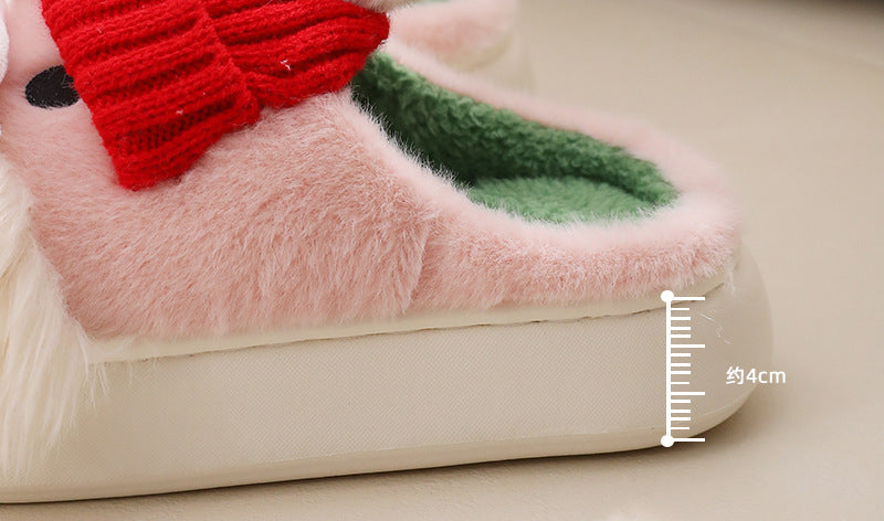 Cute  Santa Claus Home Slippers Winter Warm Indoor Non-slip Floor Plush Shoes For Women