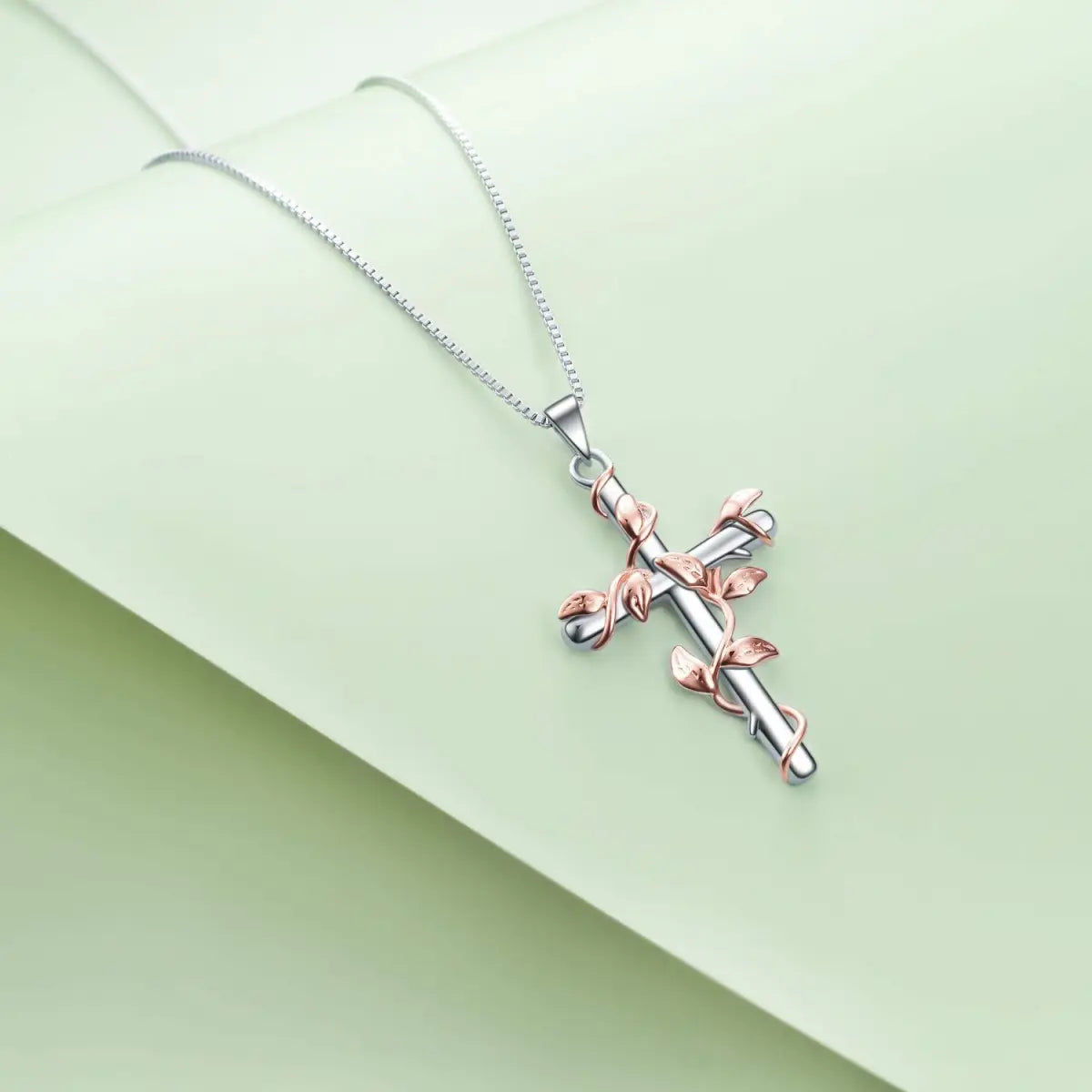 Women Cross Necklace Sterling Silver Birth Flower Pendant Necklace Religious Cross Jewelry Gifts for Women Girls