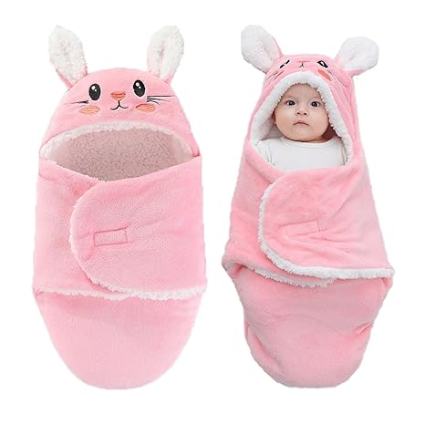 Winmany Baby Hooded Fleece Swaddle Blanket Newborn Fannel Cartoon Receiving Blanket Soft Plush Sleeping Bag Sack Stroller Wrap for Infants Girl Boy 0-6Months (White Panda, 3-6Months)