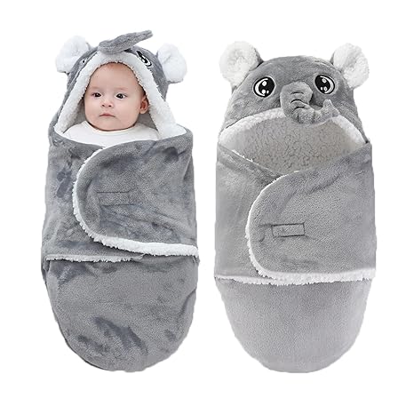 Winmany Baby Hooded Fleece Swaddle Blanket Newborn Fannel Cartoon Receiving Blanket Soft Plush Sleeping Bag Sack Stroller Wrap for Infants Girl Boy 0-6Months (White Panda, 3-6Months)