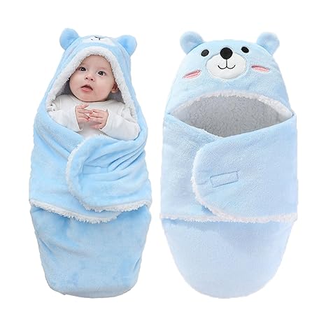 Winmany Baby Hooded Fleece Swaddle Blanket Newborn Fannel Cartoon Receiving Blanket Soft Plush Sleeping Bag Sack Stroller Wrap for Infants Girl Boy 0-6Months (White Panda, 3-6Months)