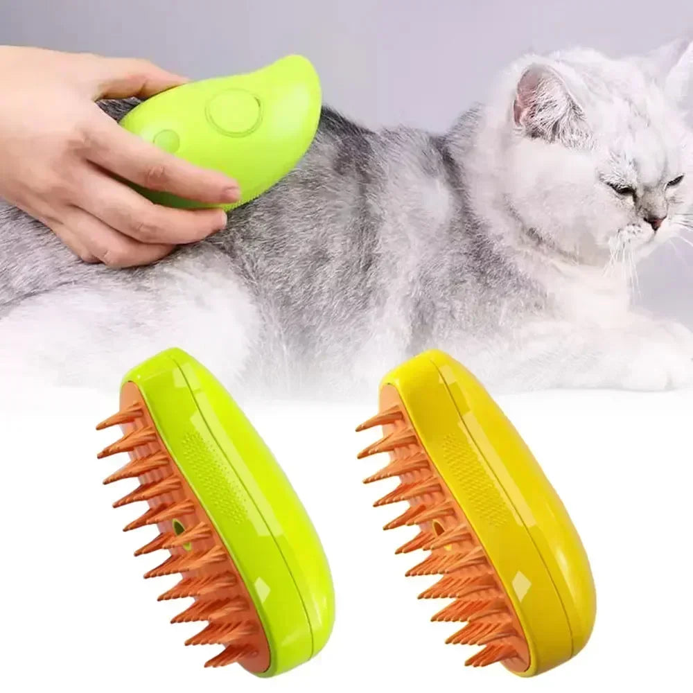 Cat Steam Brush, 3 in 1 Cat Steamy Brush Cleanser, Silicone Massage Grooming Brush, Pet Hair Cleaning Brush Comb for Cats Dogs