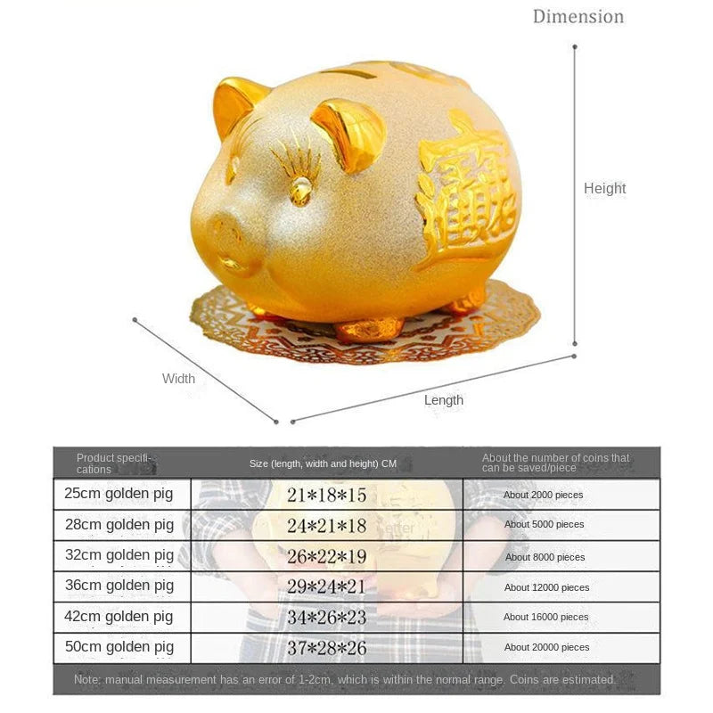 Creative Golden Pig Ceramic Piggy Bank for Kids