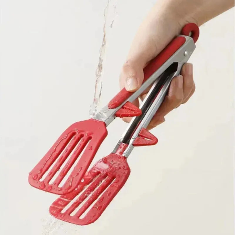 9-Inch Stainless Steel & Silicone Food Tongs for Cooking