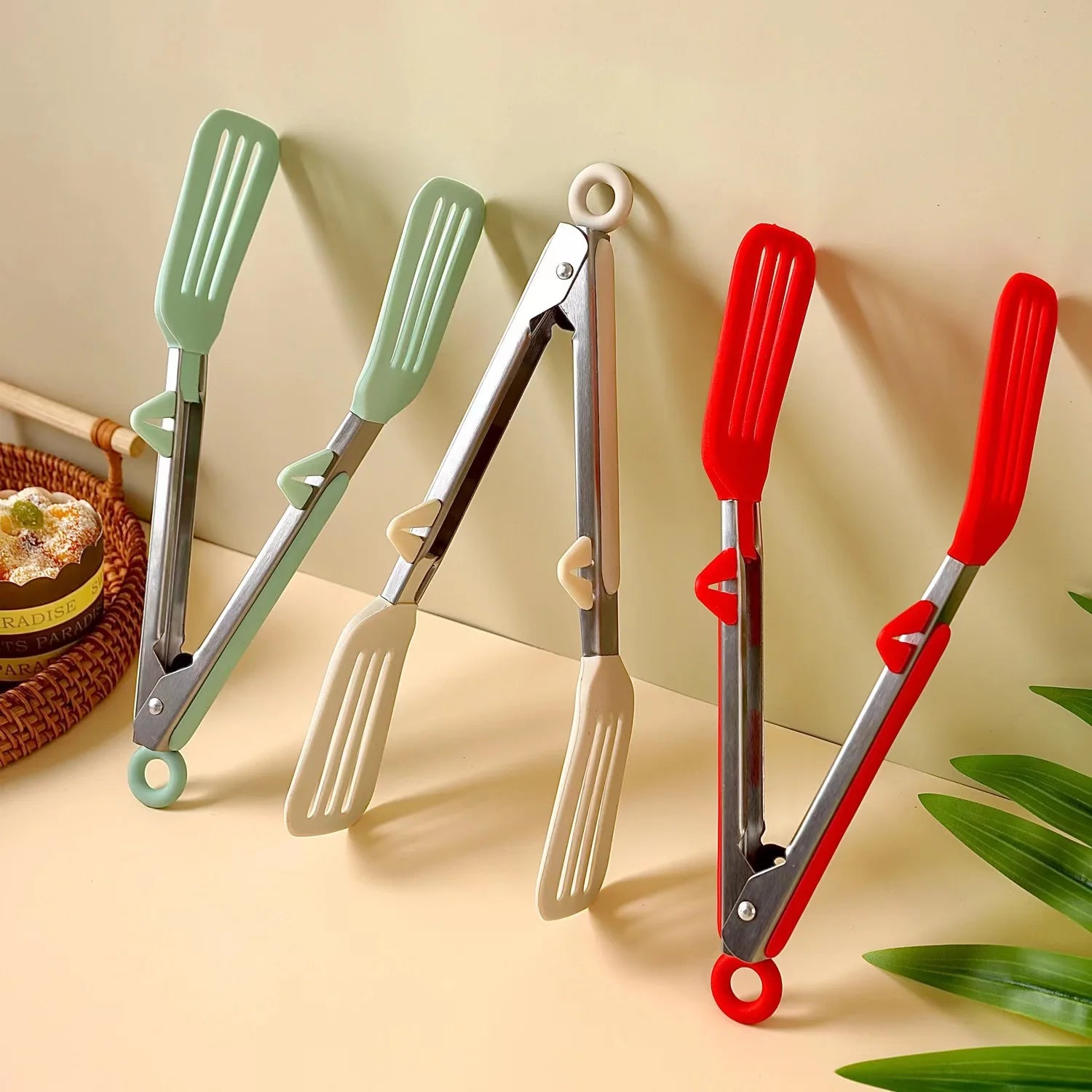 9-Inch Stainless Steel & Silicone Food Tongs for Cooking