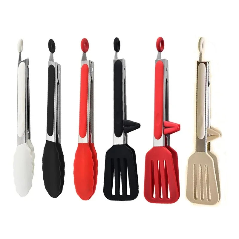 9-Inch Stainless Steel & Silicone Food Tongs for Cooking