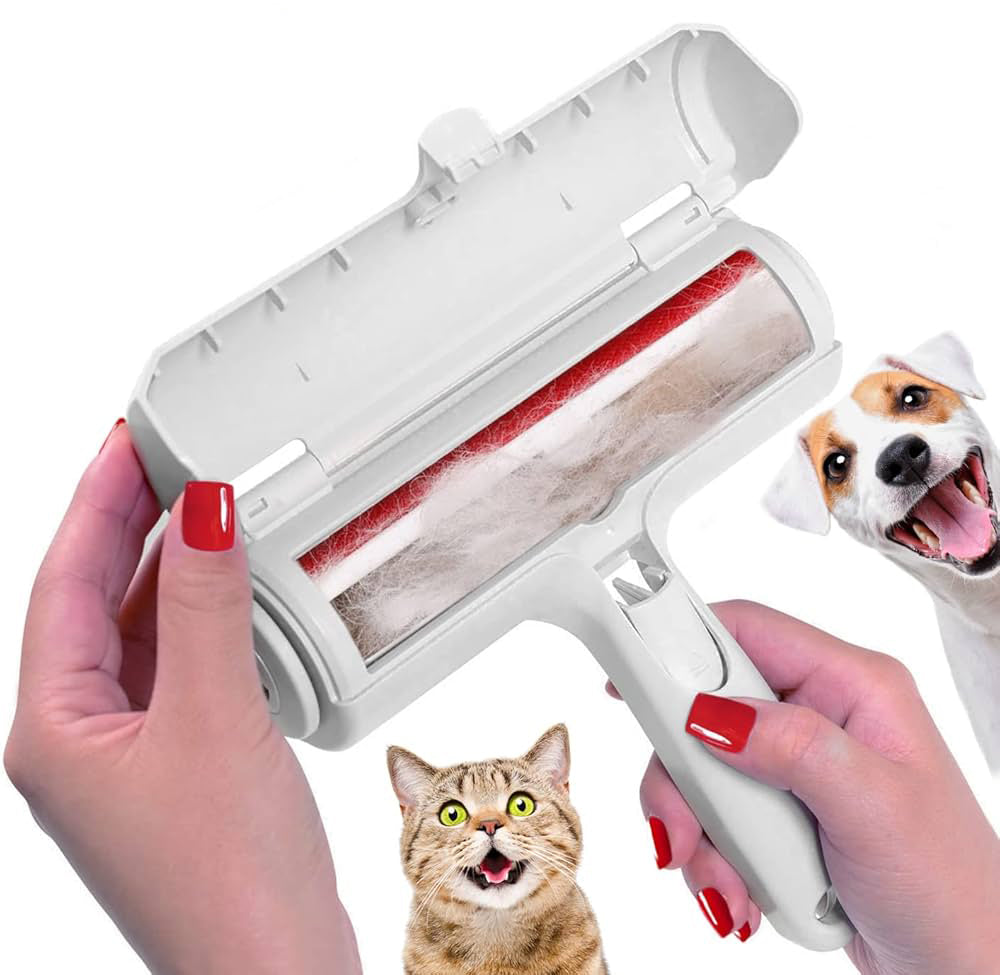 Pet Hair Remover Roller - Dog & Cat Fur Remover with Self-Cleaning Base - Efficient Animal Hair Removal Tool