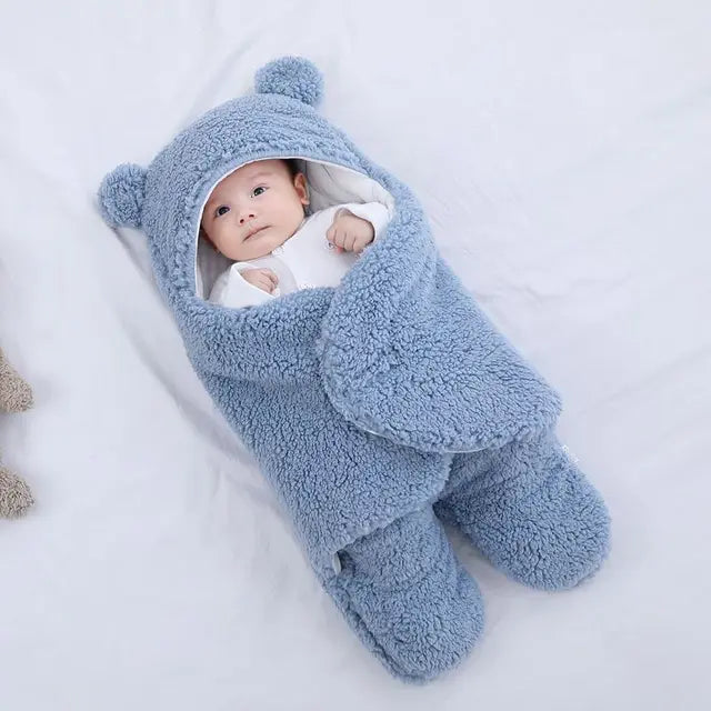 Baby Swaddle Blanket Boys Girls Cute Bear Plush Essential Receiving Blanket Ultra-Soft Newborn Registry Sleeping Wraps for Infant 0-6 Months - Brown