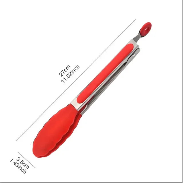 9-Inch Stainless Steel & Silicone Food Tongs for Cooking