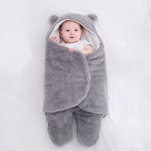 Baby Swaddle Blanket Boys Girls Cute Bear Plush Essential Receiving Blanket Ultra-Soft Newborn Registry Sleeping Wraps for Infant 0-6 Months - Brown