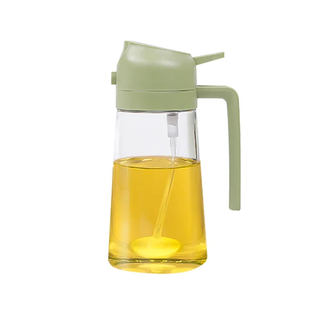 2 in 1 Oil Dispenser and Oil Sprayer：17oz/500ml Glass Olive Oil Dispenser Bottle & Oil Spray Bottle,Oil Sprayer for Cooking,Kitchen,Salad,Barbecue,Air Fryer