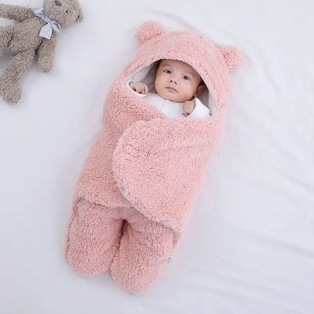 Baby Swaddle Blanket Boys Girls Cute Bear Plush Essential Receiving Blanket Ultra-Soft Newborn Registry Sleeping Wraps for Infant 0-6 Months - Brown