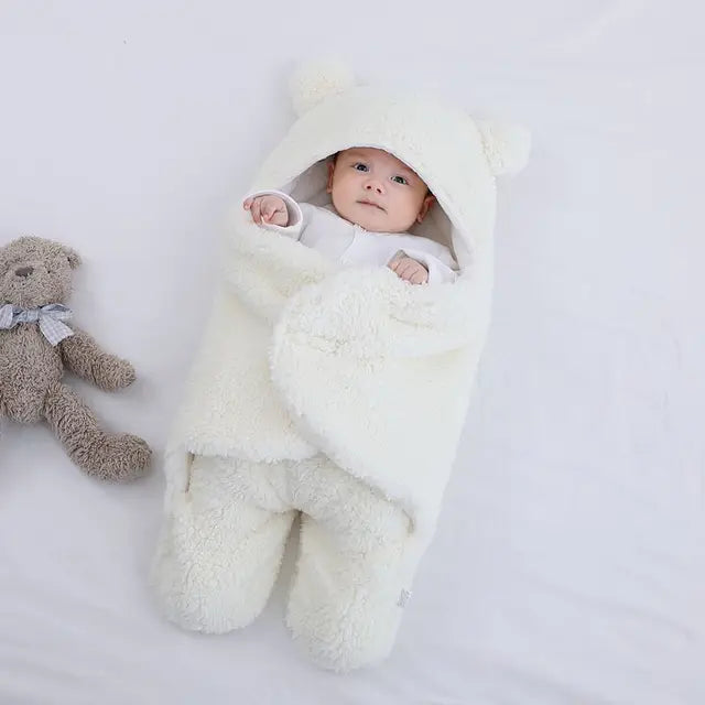 Baby Swaddle Blanket Boys Girls Cute Bear Plush Essential Receiving Blanket Ultra-Soft Newborn Registry Sleeping Wraps for Infant 0-6 Months - Brown