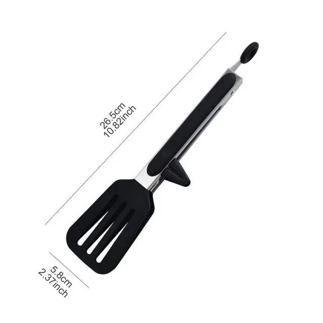 9-Inch Stainless Steel & Silicone Food Tongs for Cooking