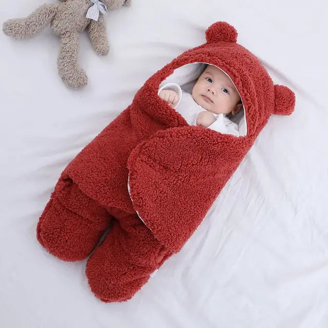 Baby Swaddle Blanket Boys Girls Cute Bear Plush Essential Receiving Blanket Ultra-Soft Newborn Registry Sleeping Wraps for Infant 0-6 Months - Brown