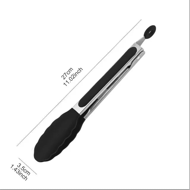 9-Inch Stainless Steel & Silicone Food Tongs for Cooking