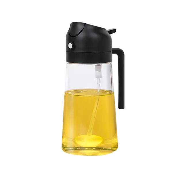 2 in 1 Oil Dispenser and Oil Sprayer：17oz/500ml Glass Olive Oil Dispenser Bottle & Oil Spray Bottle,Oil Sprayer for Cooking,Kitchen,Salad,Barbecue,Air Fryer