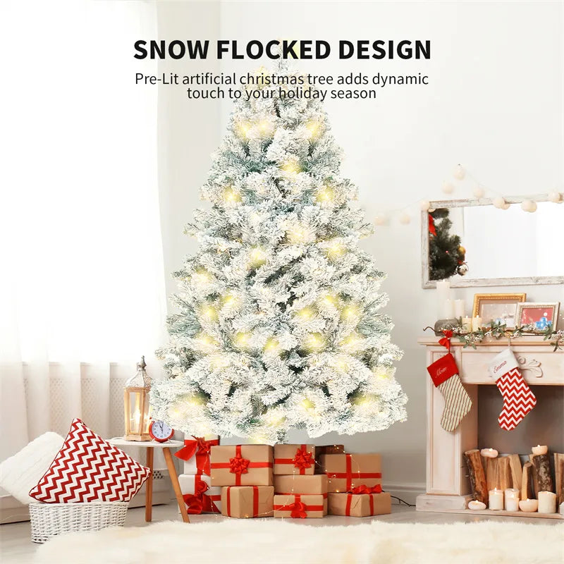 Artificial Christmas Tree | Snow Flocked Fake Christmas Tree with 407 Branch Tips | Xmas Tree for Home & Office, Foldable Base