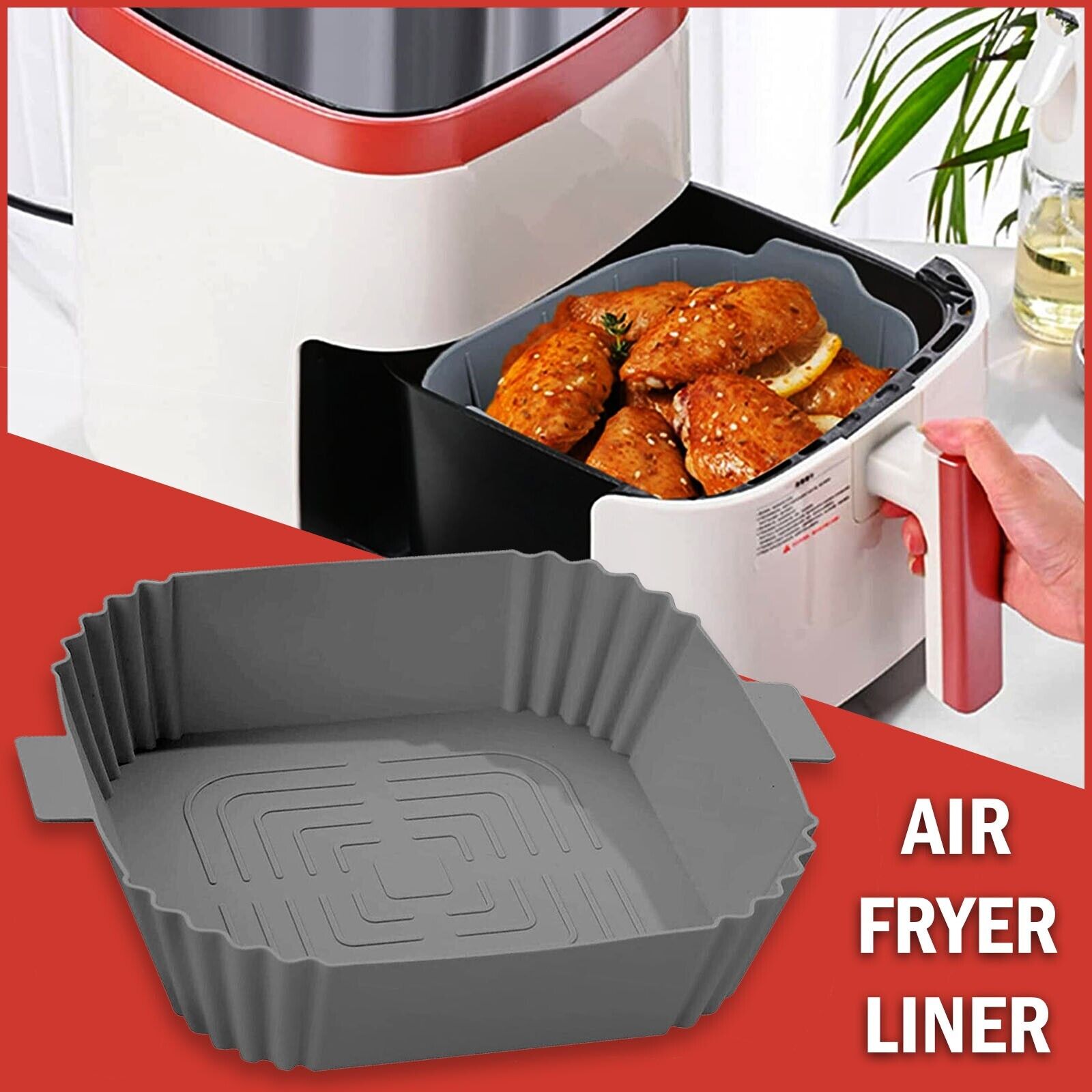 Silicone Air Fryer Tray Basket Liners Non-Stick Safe Oven Baking Tray Pot