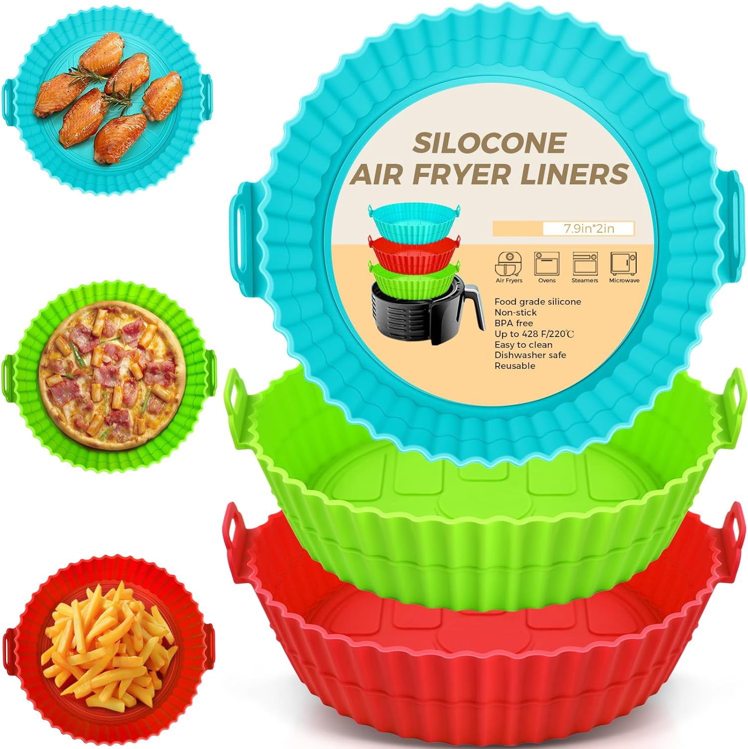 🔥 2024 NEW 🔥 AIR FRYER SILICONE BAKING TRAY 🍟 ( LAST DAY SALE 34% OFF )