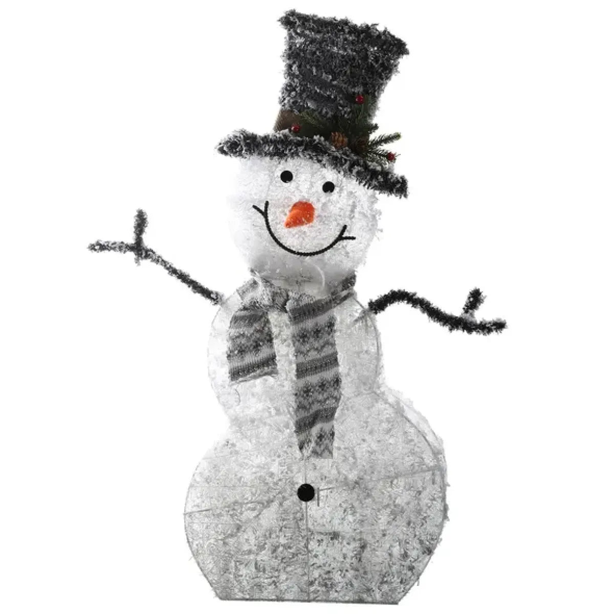 Lighted Snowman with Removable Hands Scarf, Christmas Decoration Lighted Up Snowman Collapsible Battery Operated Snowman for Indoor Outdoor Christmas Tree, at Backyard, Porch, Bedroom