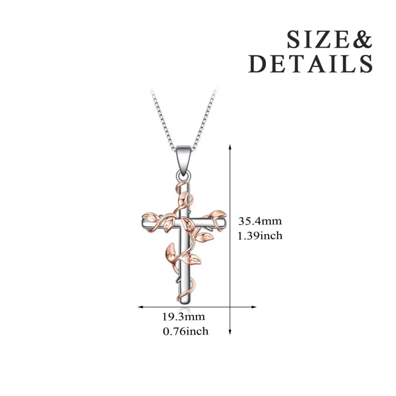 Women Cross Necklace Sterling Silver Birth Flower Pendant Necklace Religious Cross Jewelry Gifts for Women Girls